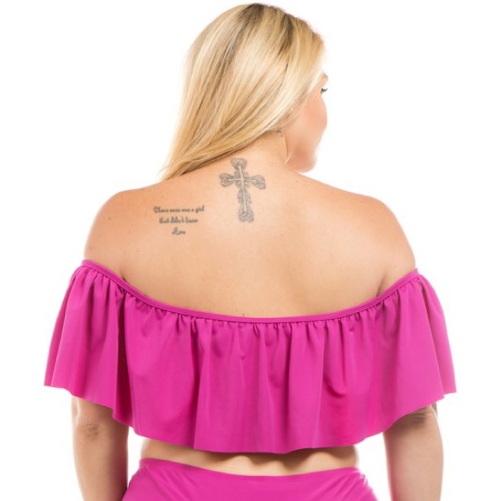 Plus Magenta Ruffle Swimsuit - Picture 4 of 5